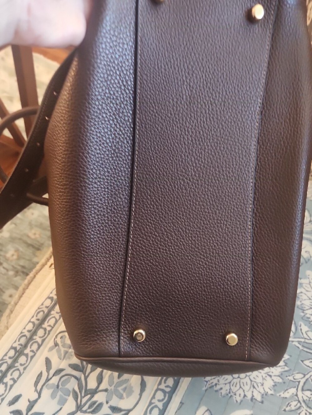 Coach Maple Large Rowan Pebbled Leather Duffel Satchel with Gold Hardware - Picture 5 of 8